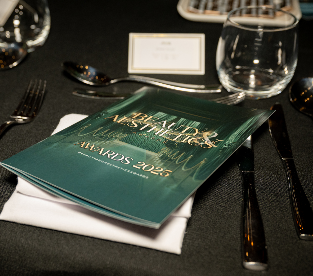 Beauty and Aesthetics Awards table setting and event programme